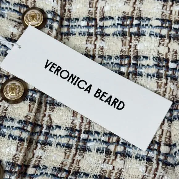 VERONICA BEARD Bentley Tweed Jacket Sz-2 Ivory/Camel 2406TW6810474 - Picture 3 of 16